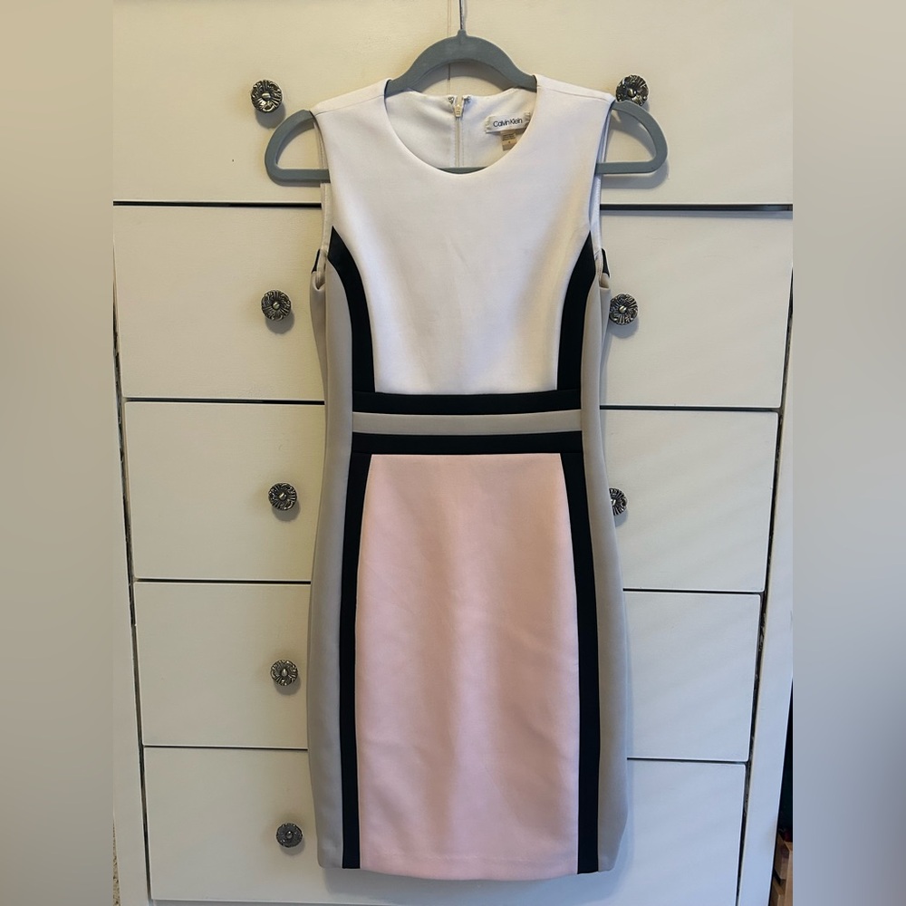 Calvin Klein Women's Dress - Pink, White, Black